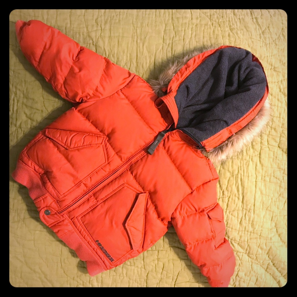 Gap Kids down jacket with faux fur lined hood